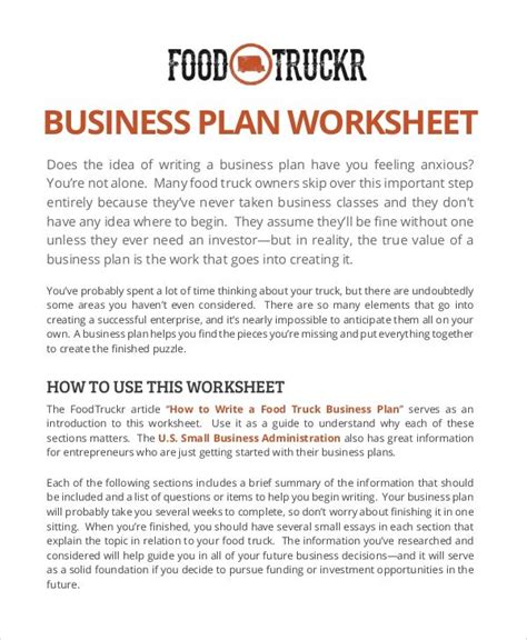 FREE 12+ Sample Food Truck Business Plan Templates in PDF | MS Word | Apple Pages